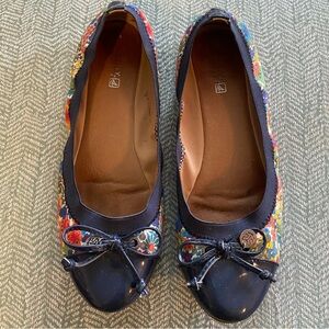 Floral Ballet Flats with Black Trim